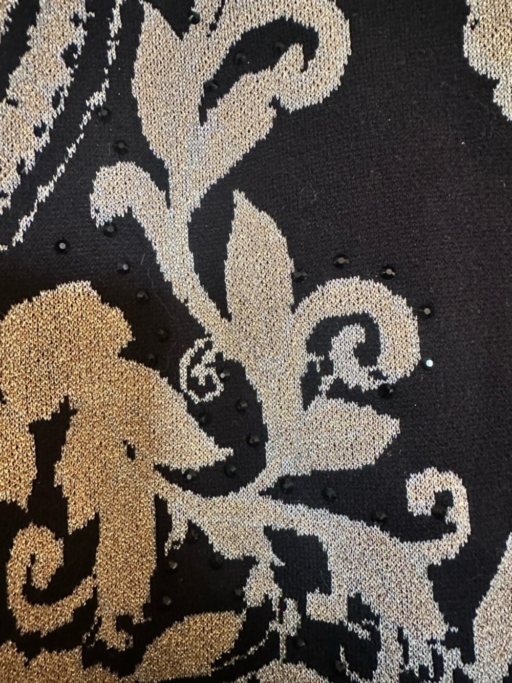 Chico's Embellished Jacquard Coatigan cardigan in black and gold size large - Picture 11 of 16